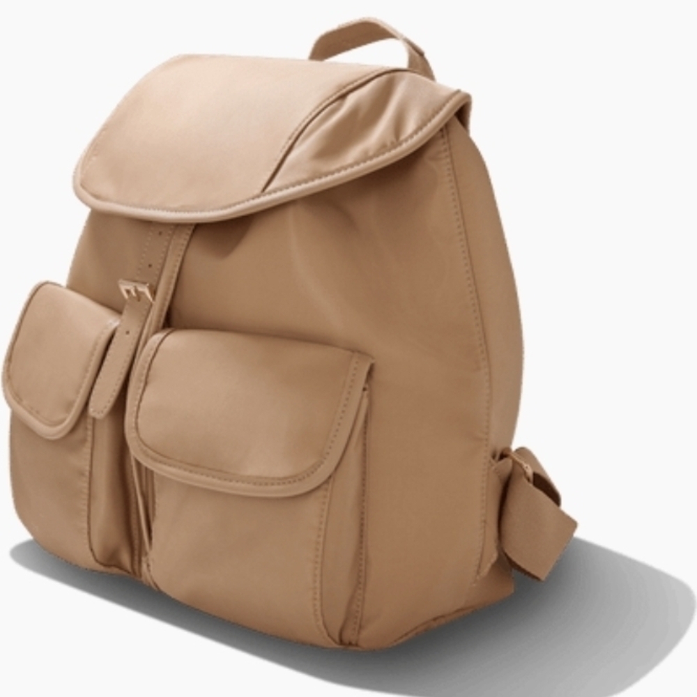 Tan Backpack with Front Pockets